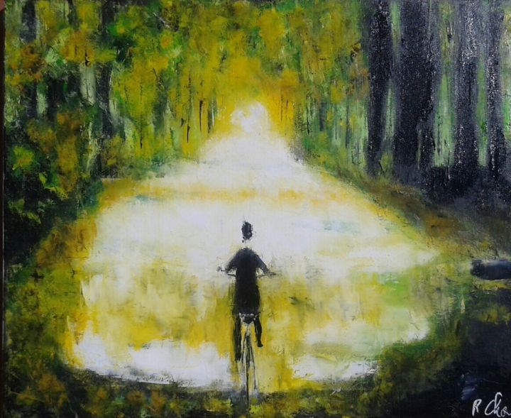 Peinture intitulée "En velo" par Robert Charles, Œuvre d'art originale, Huile