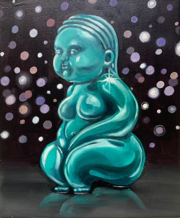 Painting titled "VENUS DE LA FONTAINE" by Robert Inestroza, Original Artwork, Oil Mounted on Wood Stretcher frame