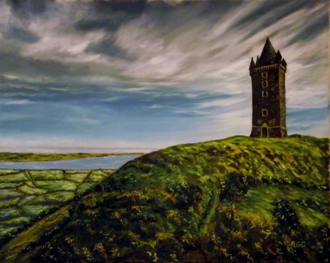 Painting titled "Scrabo Tower2" by Robert Gary Chestnutt, Original Artwork, Oil