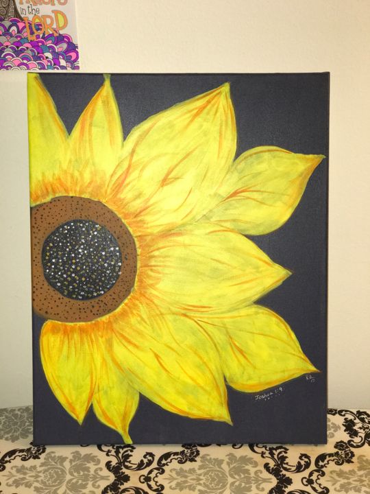 Pittura intitolato "Miss Sunflower" da Rochelle Davis, Opera d'arte originale
