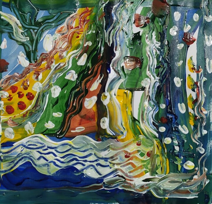 Pittura intitolato "cachoeira 13,5 x 13…" da Rogerio G. De Campos, Opera d'arte originale, Acrilico