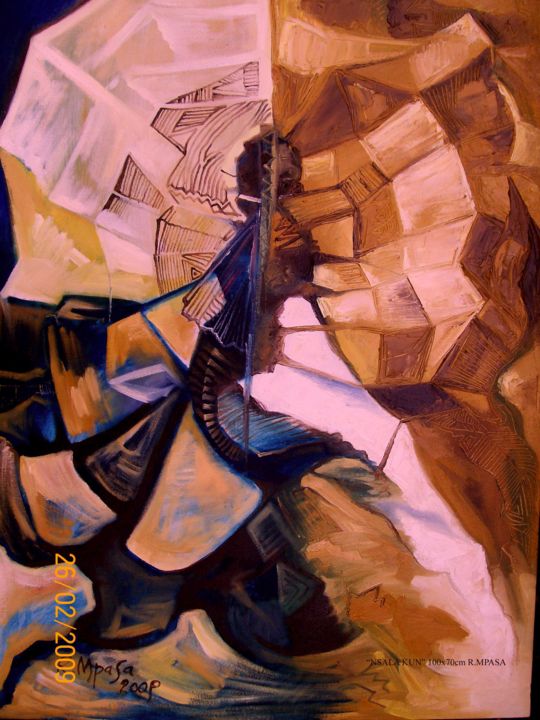 Peinture intitulée "PIEGE" par Rolly Mpassa Kuta, Œuvre d'art originale, Huile