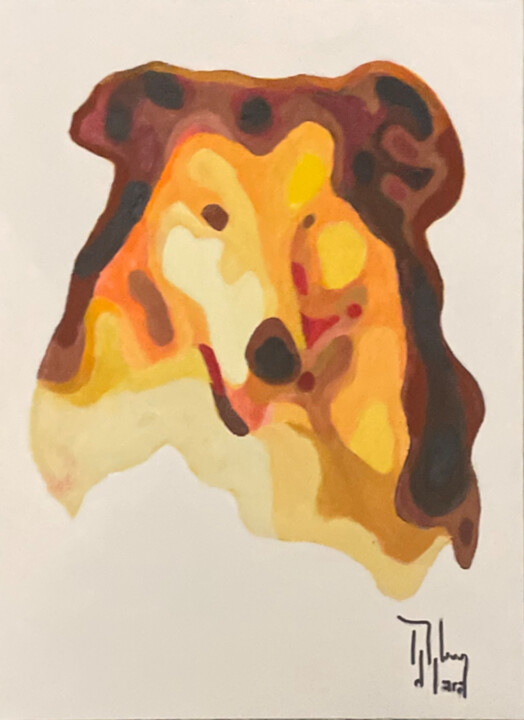 Schilderij getiteld "ROUGH COLLIE" door Román Manrique De Lara, Origineel Kunstwerk, Olie