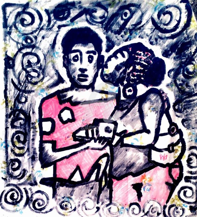 Peinture intitulée "l'amour réel" par Df-Ivoire, Œuvre d'art originale