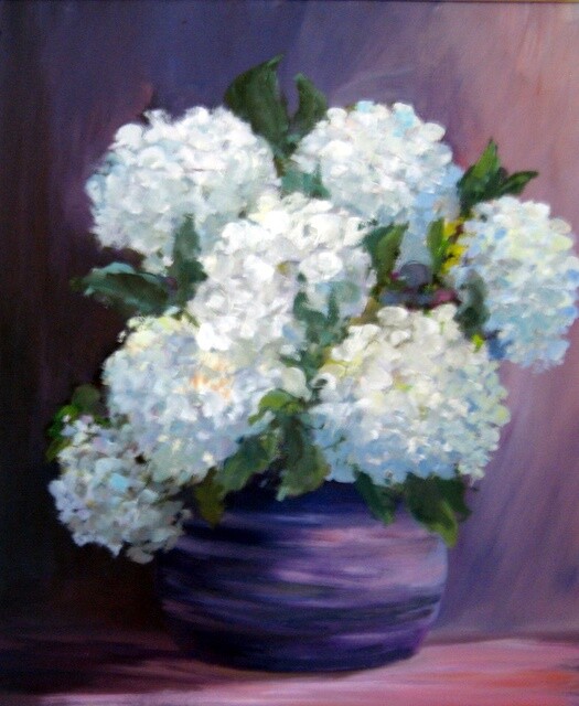 Pintura titulada "Hortensia" por Rosa Maria Castaño, Obra de arte original