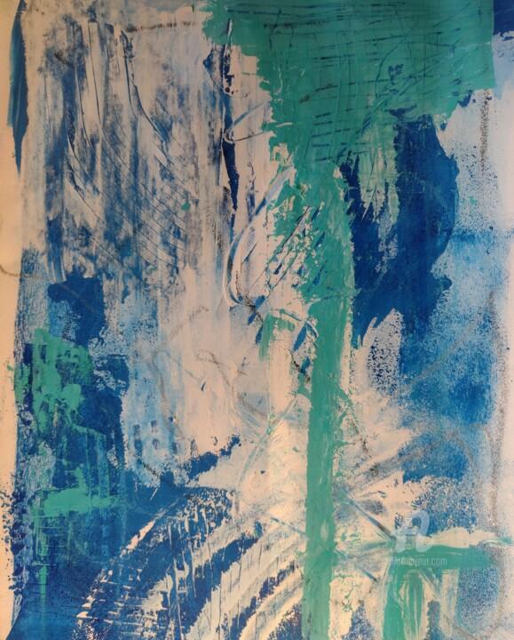 Painting titled "Azul e Verde II" by Rosa Martinelli, Original Artwork, Acrylic