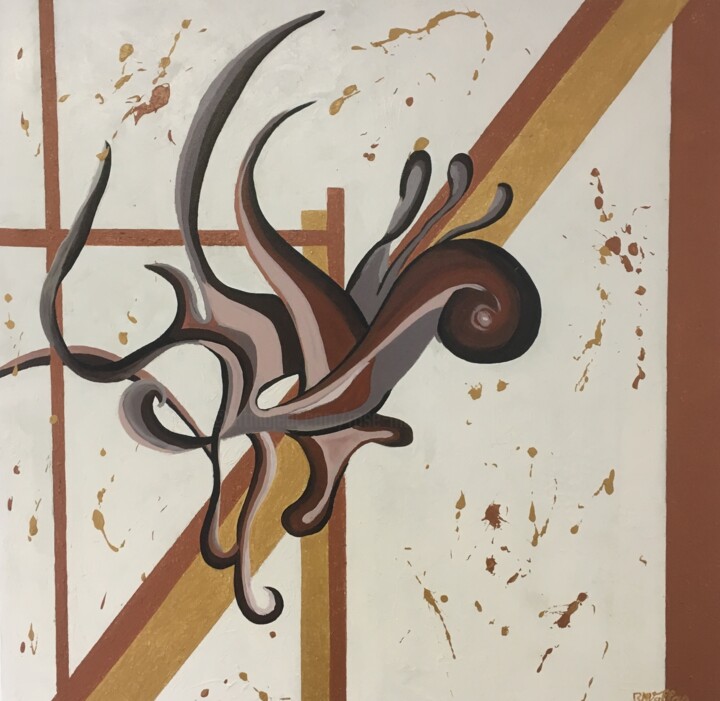 绘画 标题为“Masque et inconscie…” 由Rose Mary Vallas, 原创艺术品, 丙烯 安装在木质担架架上