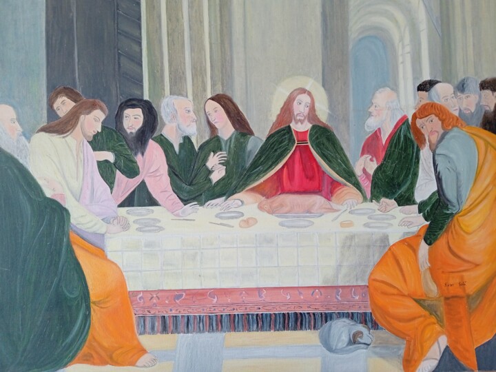 Pintura intitulada "La última cena II" por Roser Solà, Obras de arte originais, Óleo