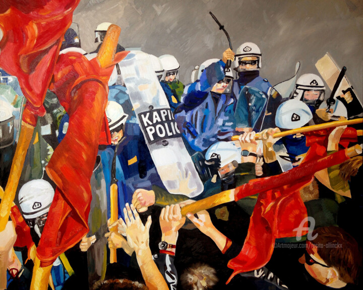 Pintura titulada "Protest" por Rosita Allinckx, Obra de arte original, Oleo
