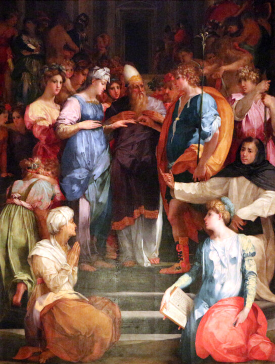 Schilderij getiteld "Mariage de la Vierg…" door Rosso Fiorentino, Origineel Kunstwerk, Olie