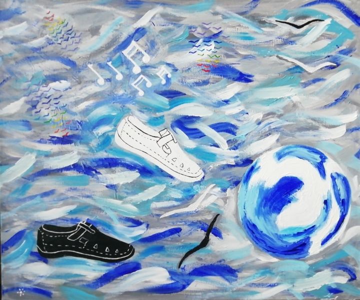 Schilderij getiteld "Les chaussures" door Angele Sunnys, Origineel Kunstwerk, Acryl