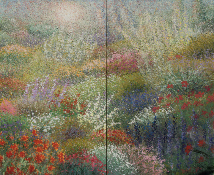 Malerei mit dem Titel "jardin Anglaise (Ro…" von Rudolf Otto, Original-Kunstwerk, Acryl