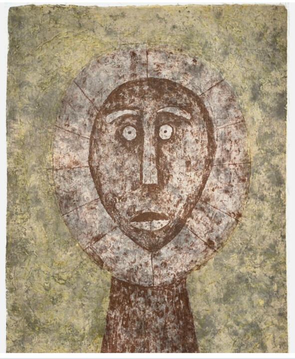 Printmaking titled "Cabeza en Gris" by Rufino Tamayo, Original Artwork, Etching