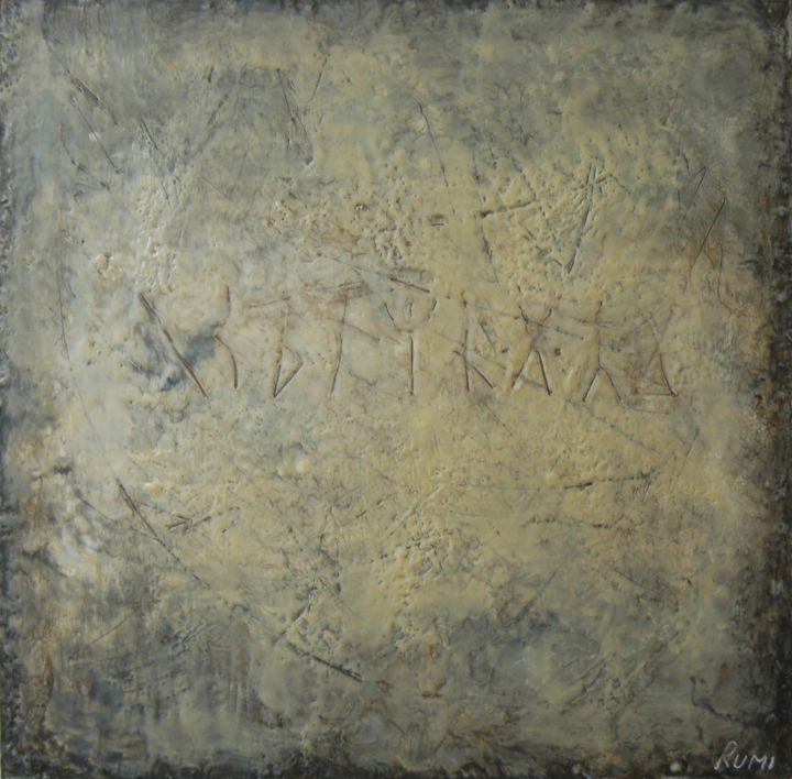 Painting titled ""Runes II". Encaust…" by Rumen Spasov, Original Artwork, Oil