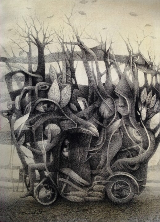 Dibujo titulada "Sin título" por Russbelt Guerra, Obra de arte original, Carbón