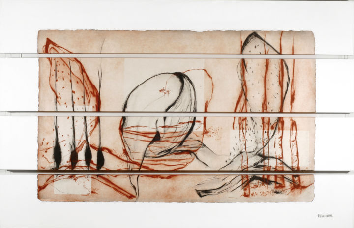 Printmaking titled "DRAKENSBURG I" by Jovhanna Rutvanowska, Original Artwork, Engraving Mounted on Wood Stretcher frame