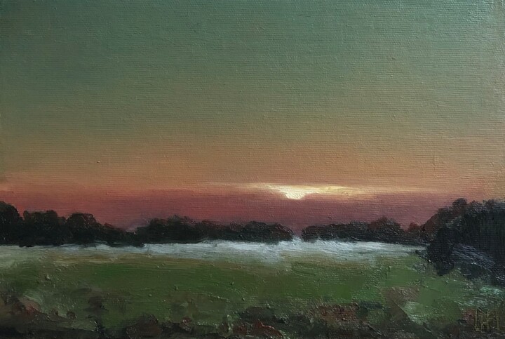 Painting titled "Sunset" by Ruzel Mura, Original Artwork, Oil