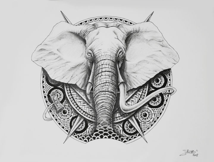 Elephant Drawing By Roko Artmajeur