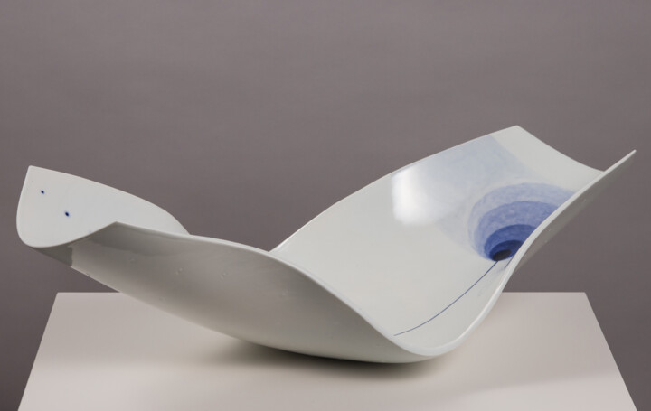 Sculpture titled "Wave Vessel" by Ryozo Shibata, Original Artwork, Ceramics