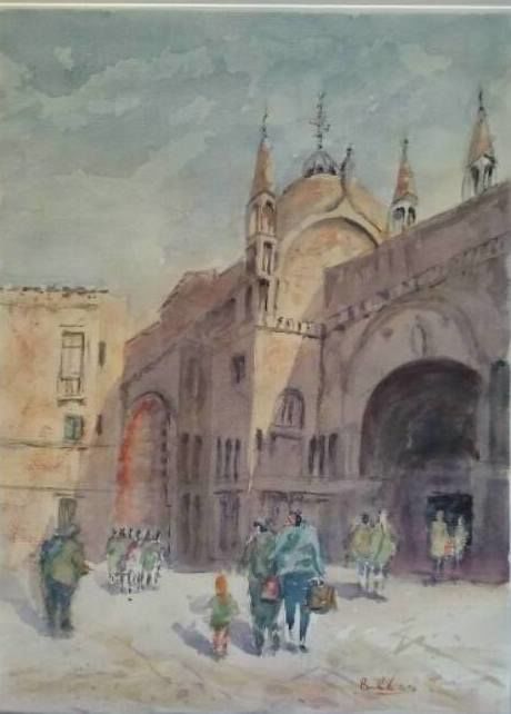 Картина под названием "piazza san marco" - Silvio Bombarda, Подлинное произведение искусства