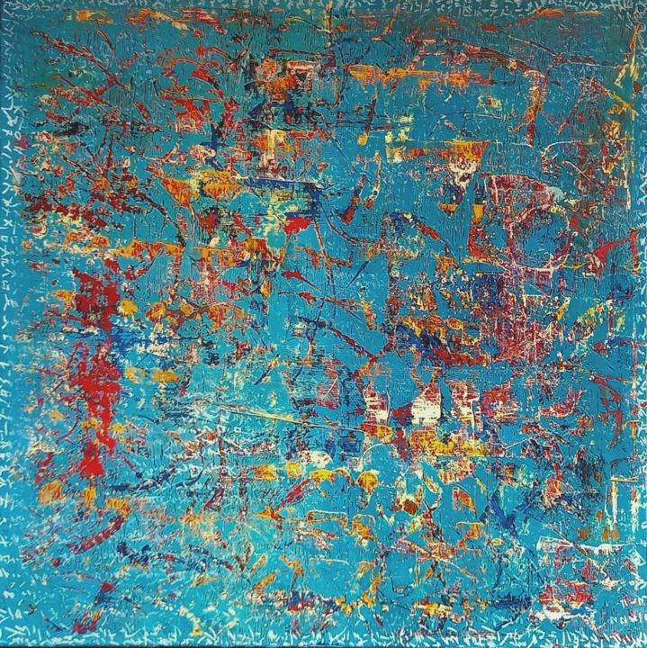 Painting titled "Deep blue" by Sabine Deluze, Original Artwork, Acrylic