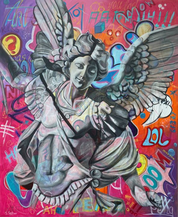 Pittura intitolato "divine angel" da Sabrina Seck, Opera d'arte originale, Acrilico