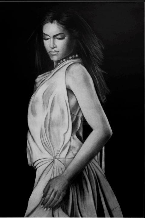 Drawing titled "ALONE" by Sadhana Solanki, Original Artwork, Charcoal