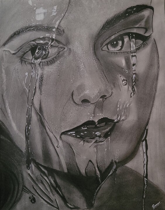sad face drawing realistic