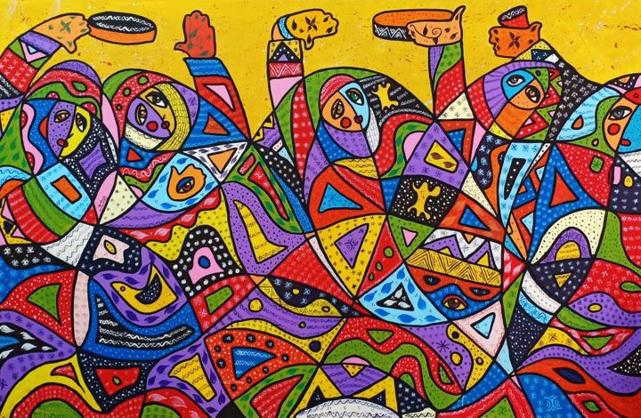 Painting titled "Danse Folklorique" by Saida Benhammou, Original Artwork, Acrylic