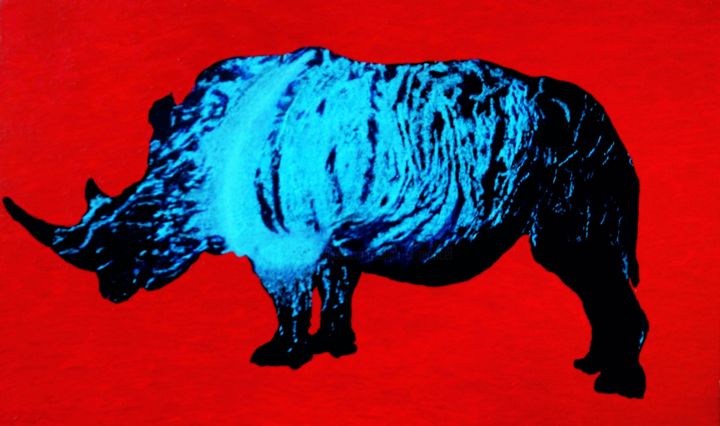 Peinture intitulée "The Mineral Rhino (…" par Salah El Moncef, Œuvre d'art originale