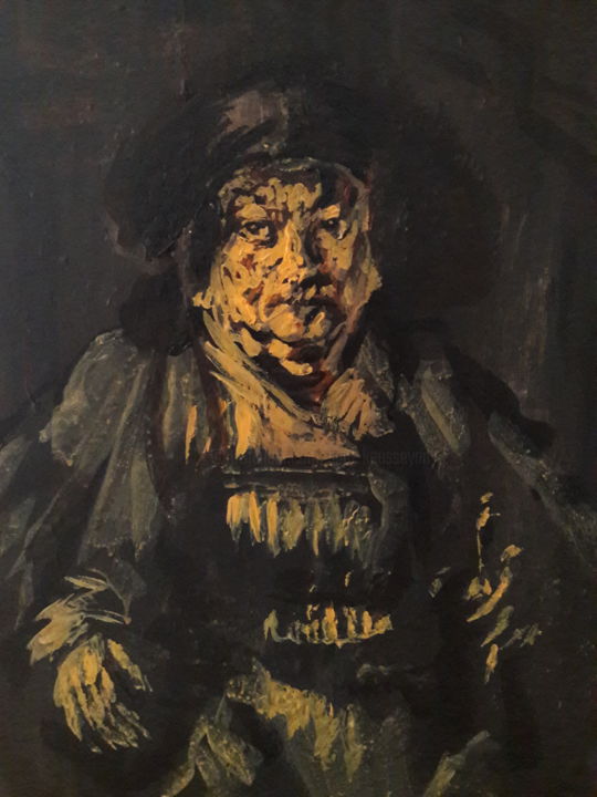 Pintura intitulada "Rembrandt étude.." por Sam Keusseyan, Obras de arte originais, Acrílico