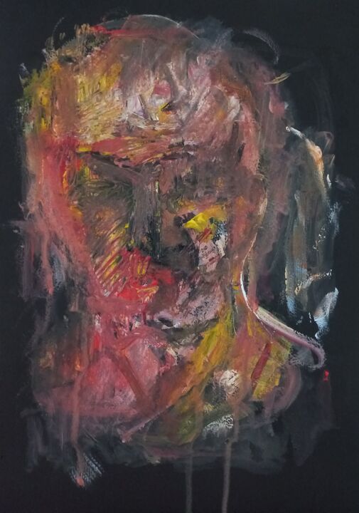 Malerei mit dem Titel "Autoportrait y00" von Sam Keusseyan, Original-Kunstwerk, Acryl
