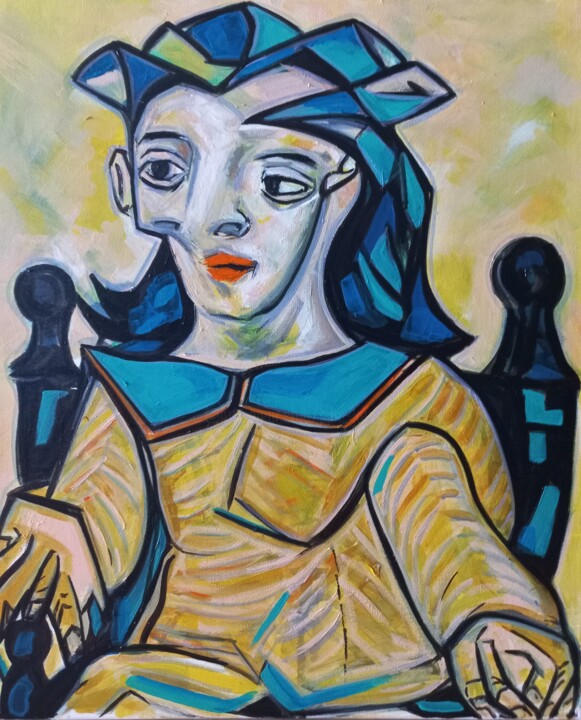 Pintura intitulada "" Joconde.." d'aprè…" por Sam Keusseyan, Obras de arte originais, Acrílico