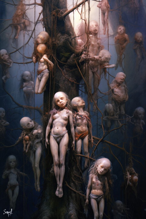 Grafika cyfrowa / sztuka generowana cyfrowo zatytułowany „Tree of Death” autorstwa Samael, Oryginalna praca, Malarstwo cyfro…