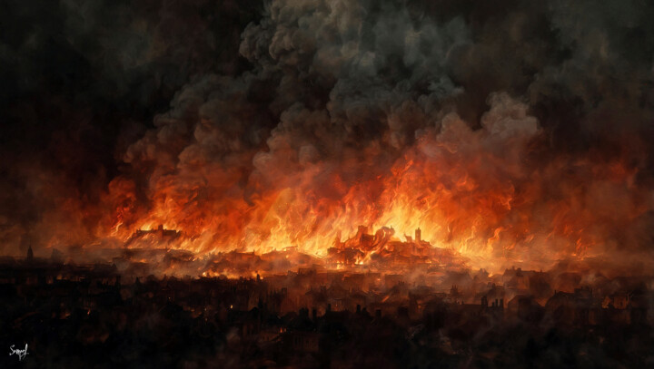 Arts numériques intitulée "Great Fire of Londo…" par Samael, Œuvre d'art originale, Peinture numérique