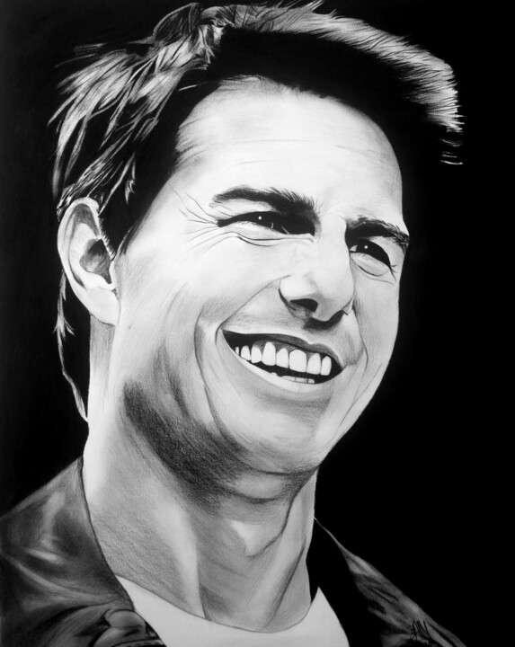 Drawing titled "Portrait Tom Cruise…" by Samos17 Portraitiste, Original Artwork, Pencil