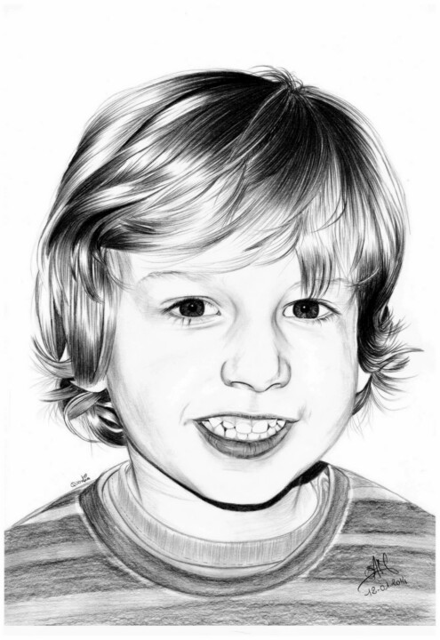 Portrait Dessin Enfant Noir Et Blanc Dessin par Samos17