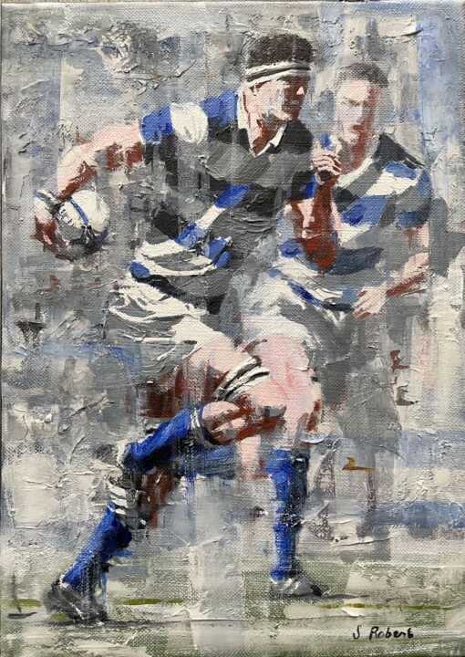 Painting titled "Toile rugby" by Samuel Robert, Original Artwork, Acrylic