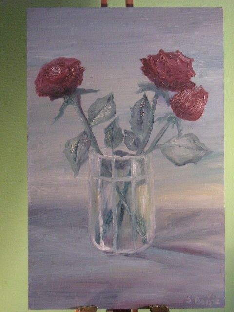 Peinture intitulée "Eternal rose" par Sanda Basic, Œuvre d'art originale