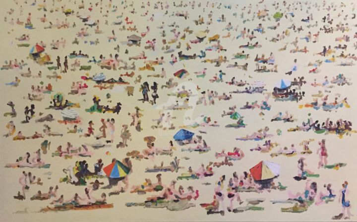 Peinture intitulée "La plage" par Sandrine Carobbé, Œuvre d'art originale, Acrylique