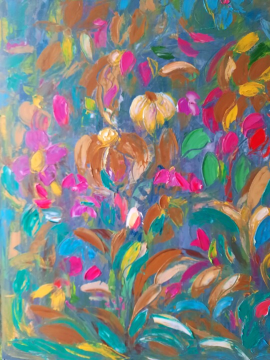 Pintura titulada "Poésie #fleur#" por Sandra Land, Obra de arte original, Oleo