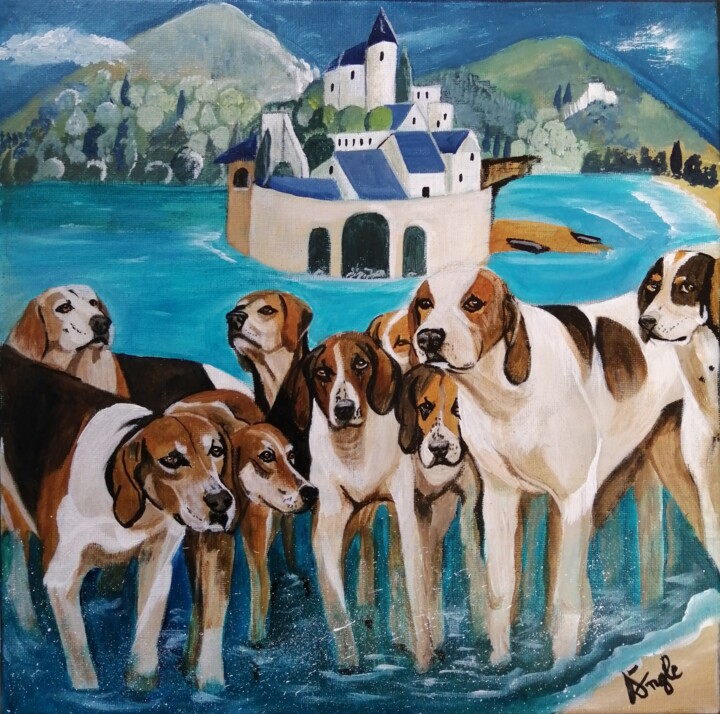 Pintura titulada "Les Hôtes" por Sandrine Engle, Obra de arte original, Acrílico Montado en Bastidor de camilla de madera