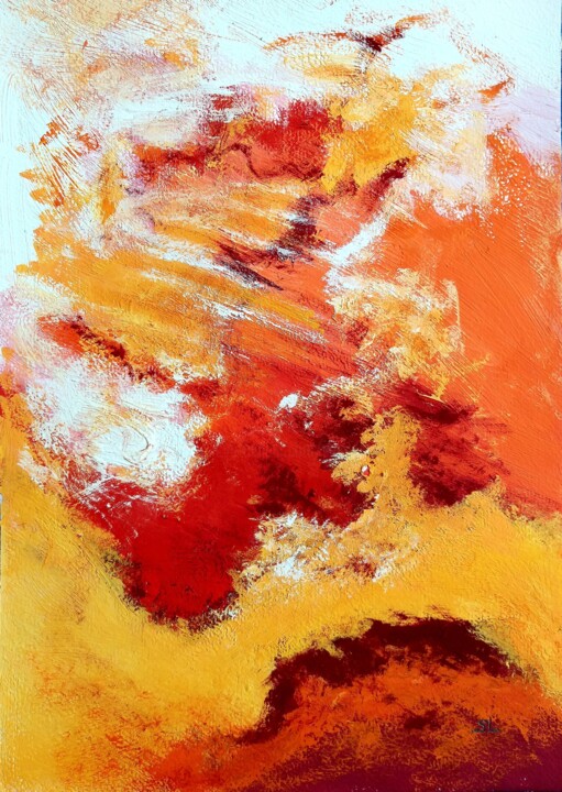Peinture intitulée "Abstrait Couleurs C…" par Sandrine Lefebvre, Œuvre d'art originale, Gouache