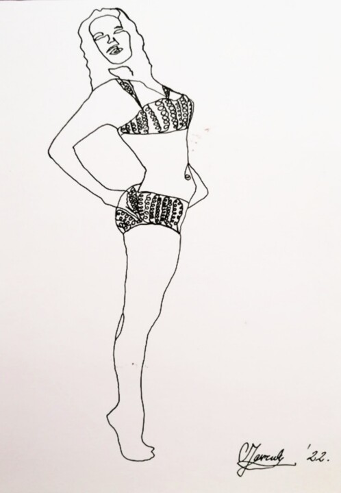 Drawing titled "Woman #3" by Sanja Jancic, Original Artwork, Ink