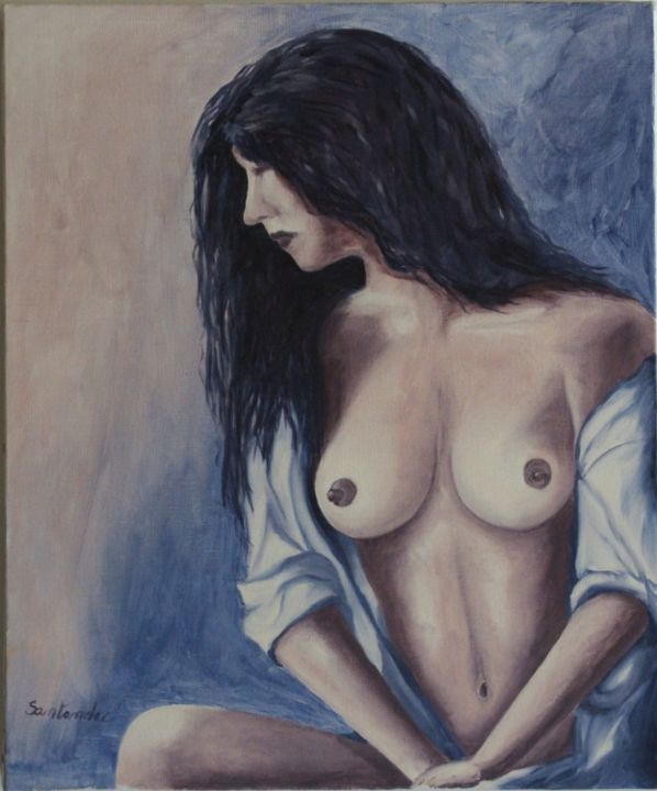 Pintura intitulada "buste  de femme" por Paul Santander, Obras de arte originais, Óleo