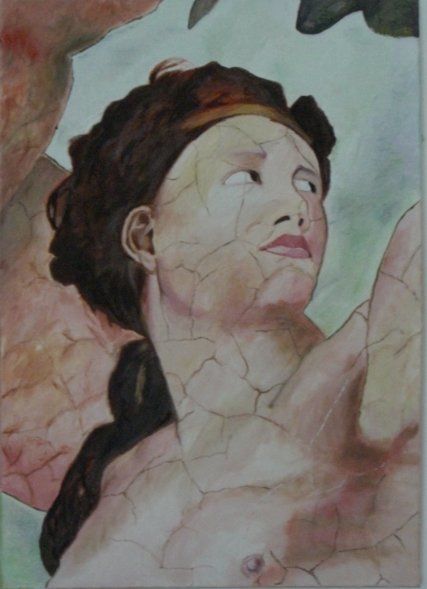 Картина под названием "Eva study" - María Martha Santini Palma, Подлинное произведение искусства, Масло
