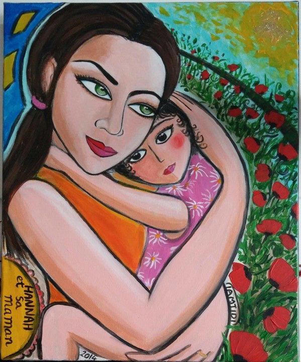 Pintura titulada "Hanna et sa maman" por Sara Tamjidi, Obra de arte original, Acrílico