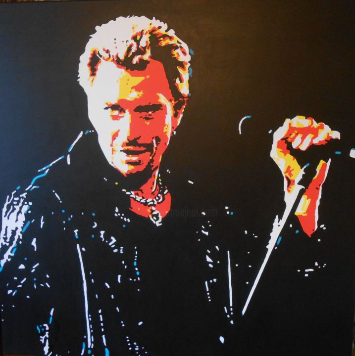 Pittura intitolato "Johnny Hallyday" da Sarah Ferrari, Opera d'arte originale, Acrilico