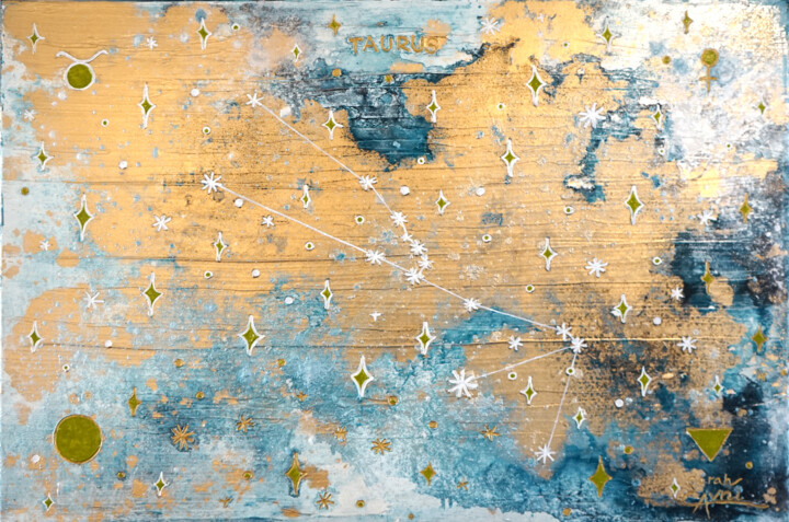 Картина под названием "Blue Taurus 1" - Sarah I. Avni, Подлинное произведение искусства, Акрил Установлен на Деревянная рама…