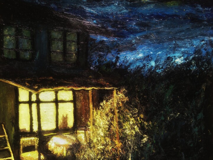 Ζωγραφική με τίτλο "Cozy night" από Sasha Brisac, Αυθεντικά έργα τέχνης, Ακρυλικό